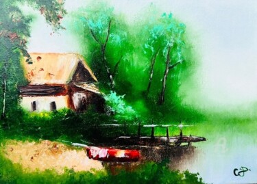 Картина под названием "Oil painting: On Th…" - Svetlana Dorokhina, Подлинное произведение искусства, Масло Установлен на Дер…