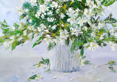 Painting titled "jasmine blooms" by Svetlana Dushina, Original Artwork, Oil