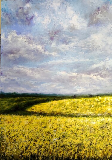 Pintura intitulada "wheat field" por Svetlana Dushina, Obras de arte originais, Óleo