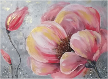 Pittura intitolato "Pink Flower" da Svetlana Fakhrieva, Opera d'arte originale, Acrilico Montato su Telaio per barella in le…