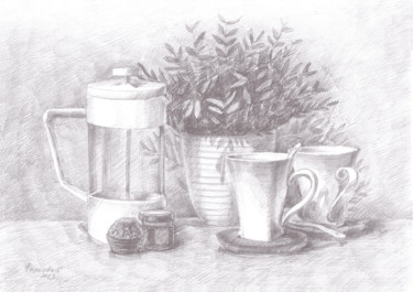 图画 标题为“Белое чаепитие” 由Светлана Фирсова, 原创艺术品, 圆珠笔