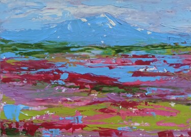 Pintura titulada "Mount Hood Painting…" por Svetlana Sindere, Obra de arte original, Oleo Montado en Cartulina