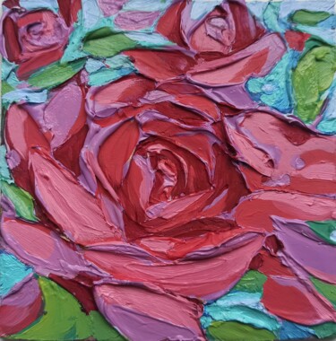 Painting titled "Roses Original Oil…" by Svetlana Sindere, Original Artwork, Oil Mounted on Cardboard