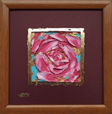 Pintura intitulada "Rose Flower Origina…" por Svetlana Sindere, Obras de arte originais, Óleo Montado em Cartão