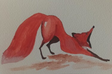 Peinture intitulée "Fox Painting Origin…" par Svetlana Sindere, Œuvre d'art originale, Aquarelle