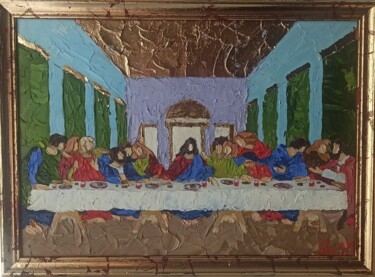Malarstwo zatytułowany „Last Supper Paintin…” autorstwa Svetlana Sindere, Oryginalna praca, Olej Zamontowany na Karton