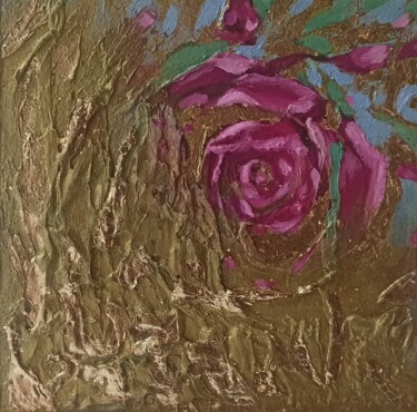 Schilderij getiteld "Roses Painting Flor…" door Svetlana Sindere, Origineel Kunstwerk, Olie Gemonteerd op Karton