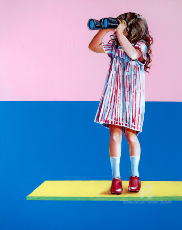 绘画 标题为“Photo hunt, girl on…” 由Svetlana Iskoskikh, 原创艺术品, 丙烯 安装在木质担架架上