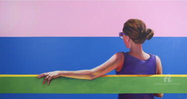 Pittura intitolato "A girl in a violet…" da Svetlana Iskoskikh, Opera d'arte originale, Acrilico