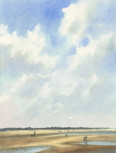 Schilderij getiteld "Zeeland, Mittagsson…" door Svetlana Kilian, Origineel Kunstwerk, Aquarel