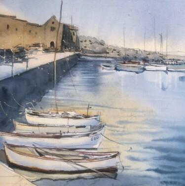 Painting titled "Girne marina" by Svetlana Kostina, Original Artwork, Watercolor