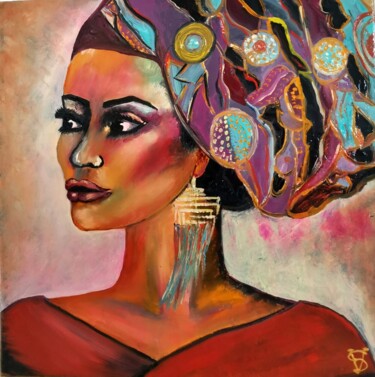 Peinture intitulée "beautiful woman" par Svetlana Kunegina, Œuvre d'art originale, Huile