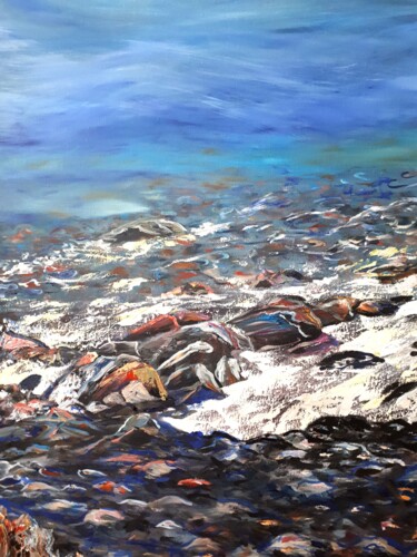 Pittura intitolato "120 x 80 gentle sea." da Svetlana Kunegina, Opera d'arte originale, Olio