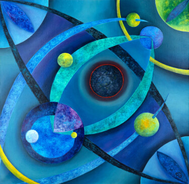 Painting titled "Singularity" by Svetlana Lebedeva, Original Artwork, Oil Mounted on Wood Stretcher frame