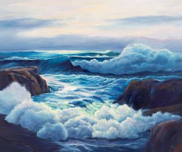 Pintura intitulada "Blue ocean" por Svetlana Lebedeva, Obras de arte originais, Óleo Montado em Armação em madeira