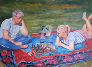 Malarstwo zatytułowany „The Players” autorstwa Svetlana Grishkovec-Kiisky, Oryginalna praca, Olej Zamontowany na Drewniana r…