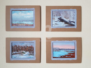 Painting titled "Winter" by Svetlana Grishkovec-Kiisky, Original Artwork, Oil Mounted on Cardboard