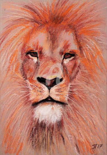 Dessin intitulée "lion.jpg" par Svetlana Samovarova (SA.LANA), Œuvre d'art originale, Pastel