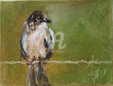 Peinture intitulée "01mini-bird-001" par Svetlana Samovarova (SA.LANA), Œuvre d'art originale, Huile