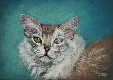 Σχέδιο με τίτλο "PORTRAIT OF CAT I" από Svetlana Samovarova (SA.LANA), Αυθεντικά έργα τέχνης, Παστέλ