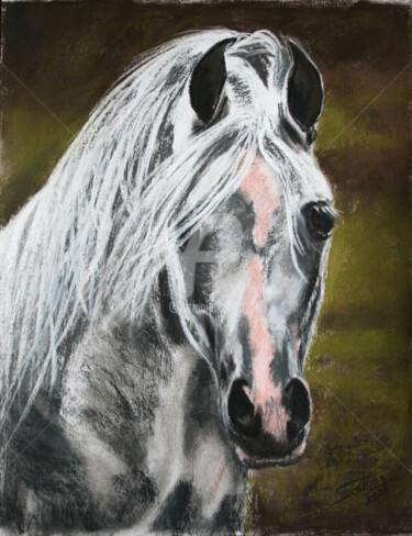 Dessin intitulée "HORSE... PORTRAIT I" par Svetlana Samovarova (SA.LANA), Œuvre d'art originale, Pastel