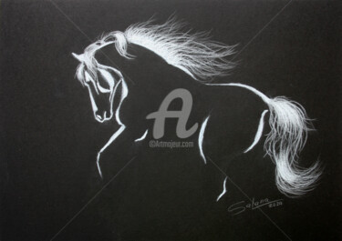Painting titled "HORSE III" by Svetlana Samovarova (SA.LANA), Original Artwork, Pencil