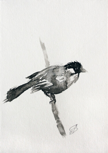 Desenho intitulada "BIRD I / Ink" por Svetlana Samovarova (SA.LANA), Obras de arte originais, Tinta