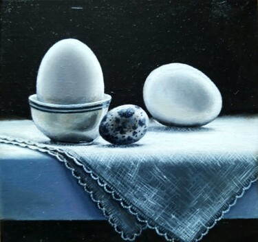 Painting titled "Eggs." by Svetlana Samsonova, Original Artwork, Oil