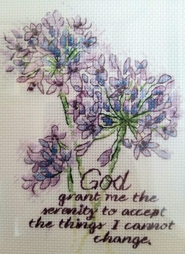 Textile Art titled "Serenity Prayer." by Svetlana Samsonova, Original Artwork, Embroidery