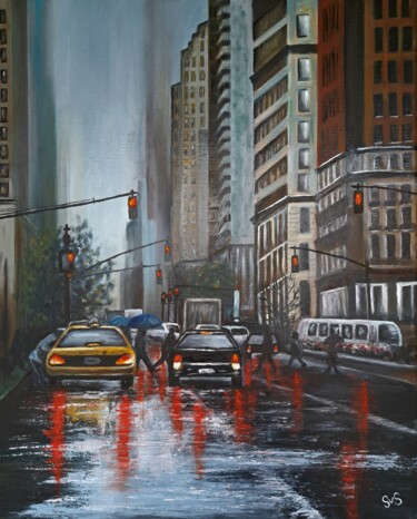 Peinture intitulée "It's raining in the…" par Svetlana Samsonova, Œuvre d'art originale, Huile