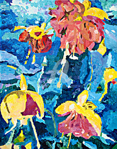 Malerei mit dem Titel "Flowers" von Svetlana Saratova, Original-Kunstwerk, Acryl