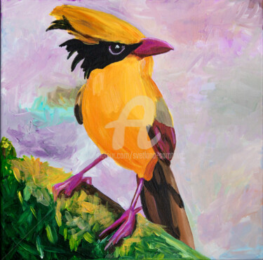 Malerei mit dem Titel "Yellow Bird" von Svetlana Saratova, Original-Kunstwerk, Acryl