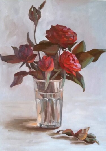 Peinture intitulée "Roses for you" par Svetlana Shcherilya, Œuvre d'art originale, Huile Monté sur Carton