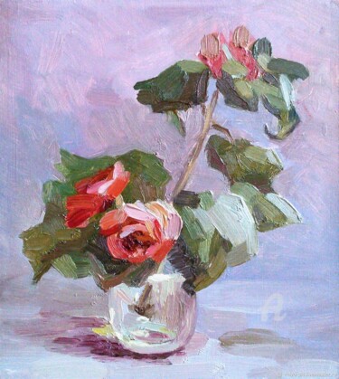 Painting titled "Rose Painting Flora…" by Svetlana Shcherilya, Original Artwork, Oil Mounted on Other rigid panel