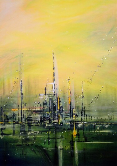 Peinture intitulée "CITY 2777" par Svetlana Sokolova, Œuvre d'art originale, Acrylique