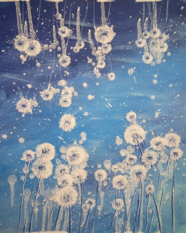 Peinture intitulée "BLUE DANDELIONS" par Svetlana Sokolova, Œuvre d'art originale, Acrylique