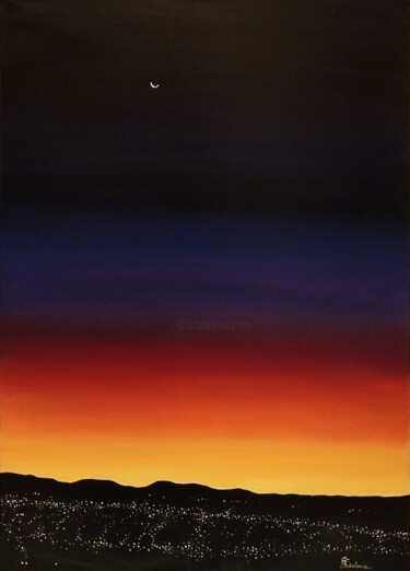 Painting titled "SUNSET IN QUITO" by Svetlana Sokolova, Original Artwork, Oil