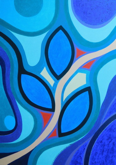 绘画 标题为“Blue Flower” 由Svetlozar Tenov, 原创艺术品, 丙烯 安装在木质担架架上