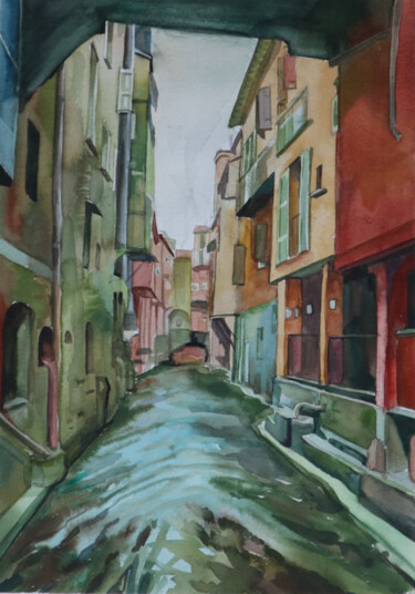 Pintura intitulada "Canali Bolognesi" por Sviatlana Danskaya, Obras de arte originais, Aquarela