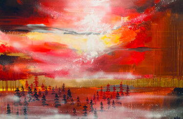 Schilderij getiteld "Abstract sunset" door Svitlana Miku, Origineel Kunstwerk, Acryl