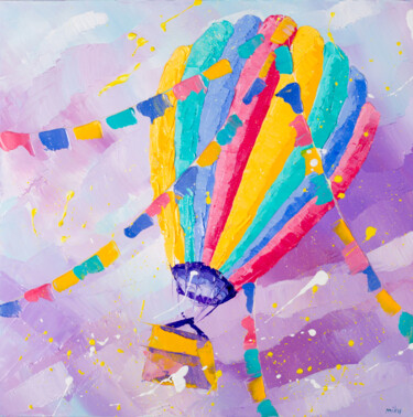 Painting titled "Festive Hot air bal…" by Svitlana Miku, Original Artwork, Oil