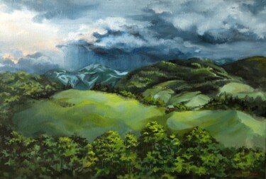 Malerei mit dem Titel "Rain" von Svitlana Natarova, Original-Kunstwerk, Öl