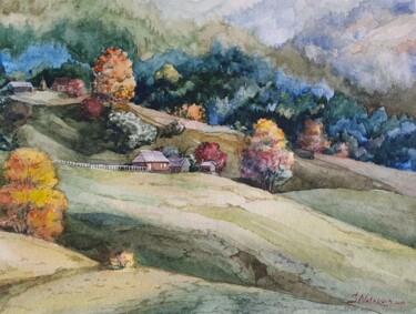 Malerei mit dem Titel ""Autumn is coming"" von Svitlana Natarova, Original-Kunstwerk, Aquarell