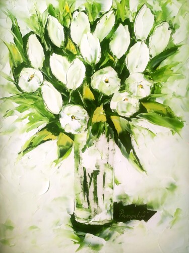 Malarstwo zatytułowany „Tulip Painting Flor…” autorstwa Svitlana Prokopalo, Oryginalna praca, Olej