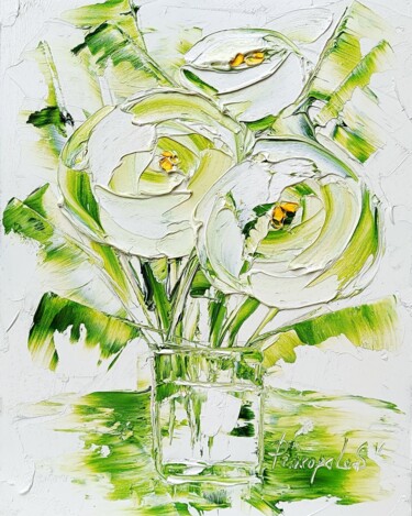 Ζωγραφική με τίτλο "Peony Painting Flor…" από Svitlana Prokopalo, Αυθεντικά έργα τέχνης, Λάδι
