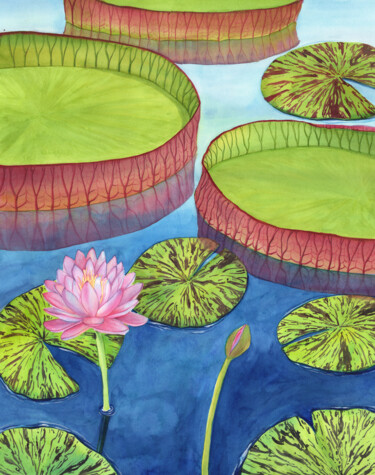 Ζωγραφική με τίτλο "Tropical Garden. Po…" από Svitlana Yanyeva, Αυθεντικά έργα τέχνης, Ακουαρέλα