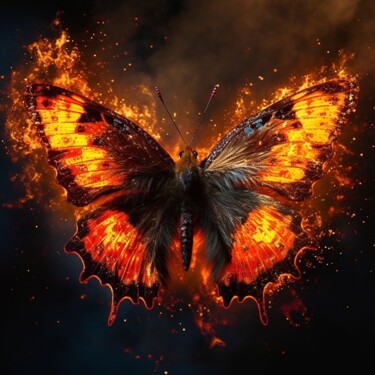 "Butterfly in fire 1" başlıklı Dijital Sanat Swannai tarafından, Orijinal sanat, AI tarafından oluşturulan görüntü