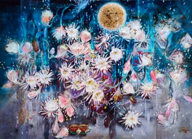 Painting titled "flowers colors" by Sỹ Nguyễn Văn, Original Artwork, Lacquer