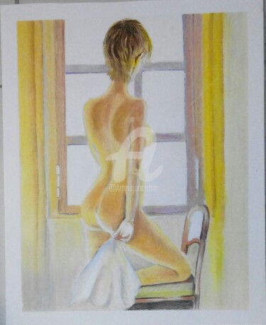 Peinture intitulée "2017-13-L'attente p…" par Sye, Œuvre d'art originale, Pastel