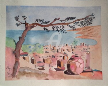 Painting titled "2014-142-ruines-de-…" by Sye, Original Artwork, Watercolor